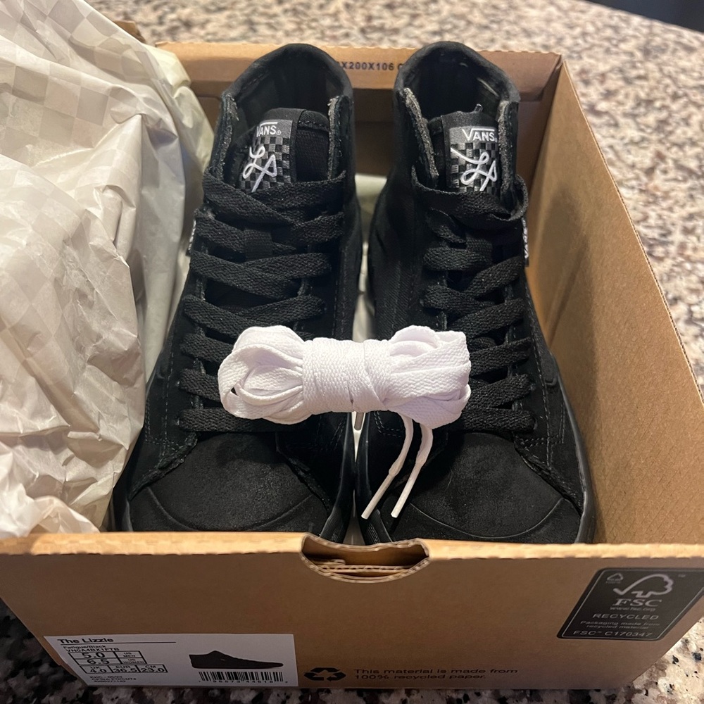 Women’s Vans The Lizzie Suede High Top Skate Shoes in Fatigue Black - Picture 6 of 10